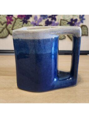 Rodolfo Padilla Ceramic Coffee Mug Blue Cream Drip Glaze